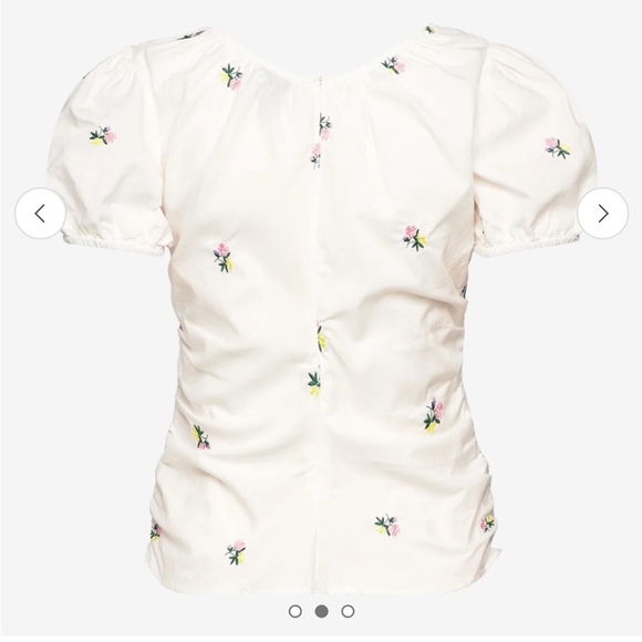 Noella Samantha Blouse top off White Floral Puff Sleeve embroidered - Picture 3 of 7